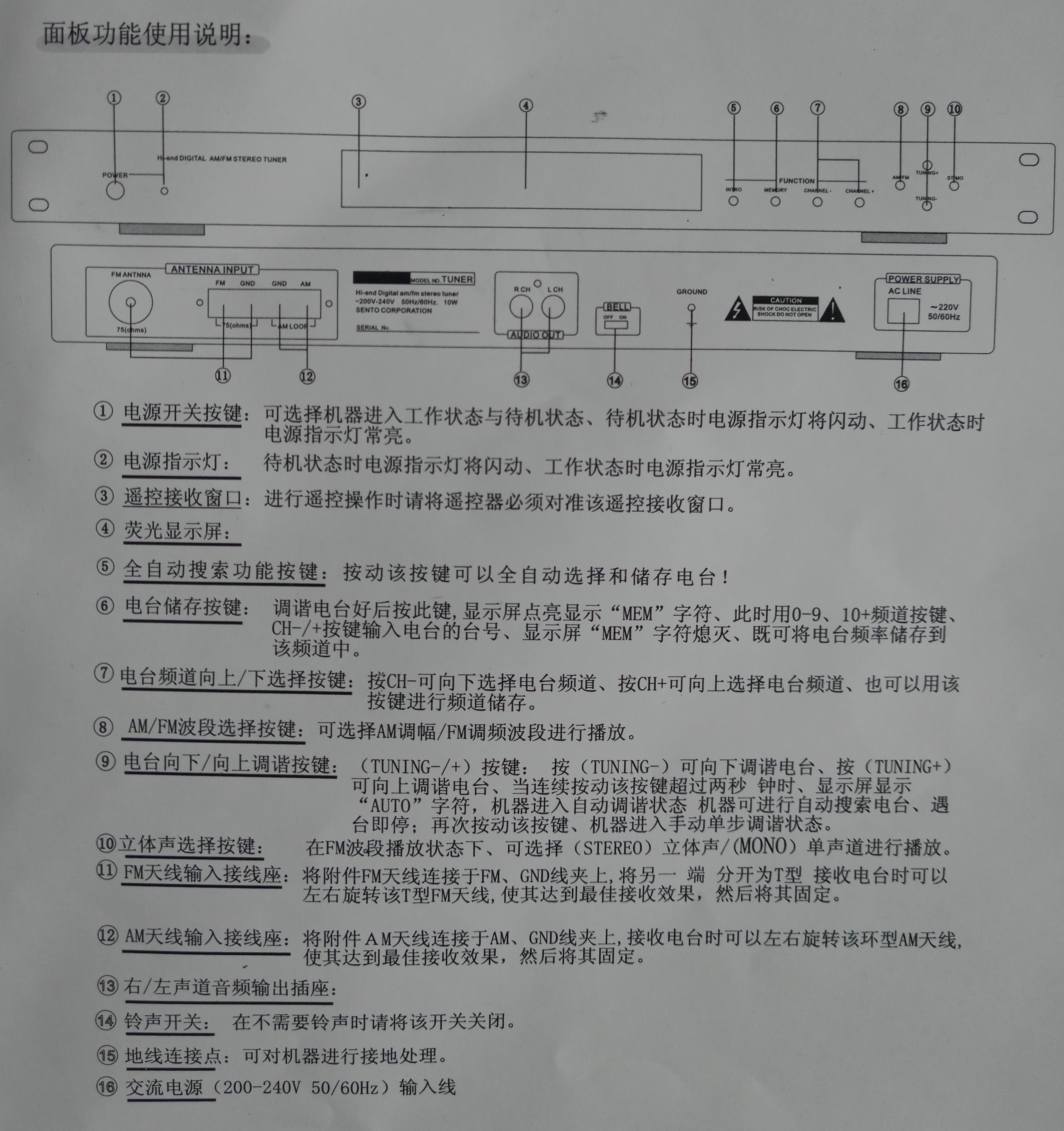 JNV高保真AF/FM立體聲數碼調諧器